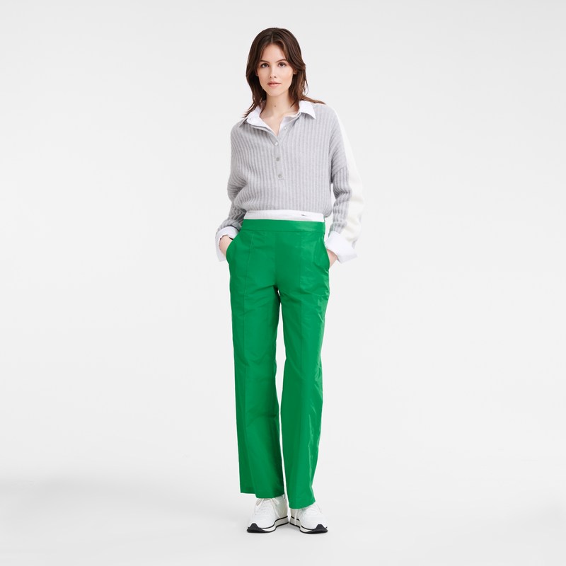 Longchamp Straight pants with patch - Technical taffeta Yeşil | 0821-XTSPJ