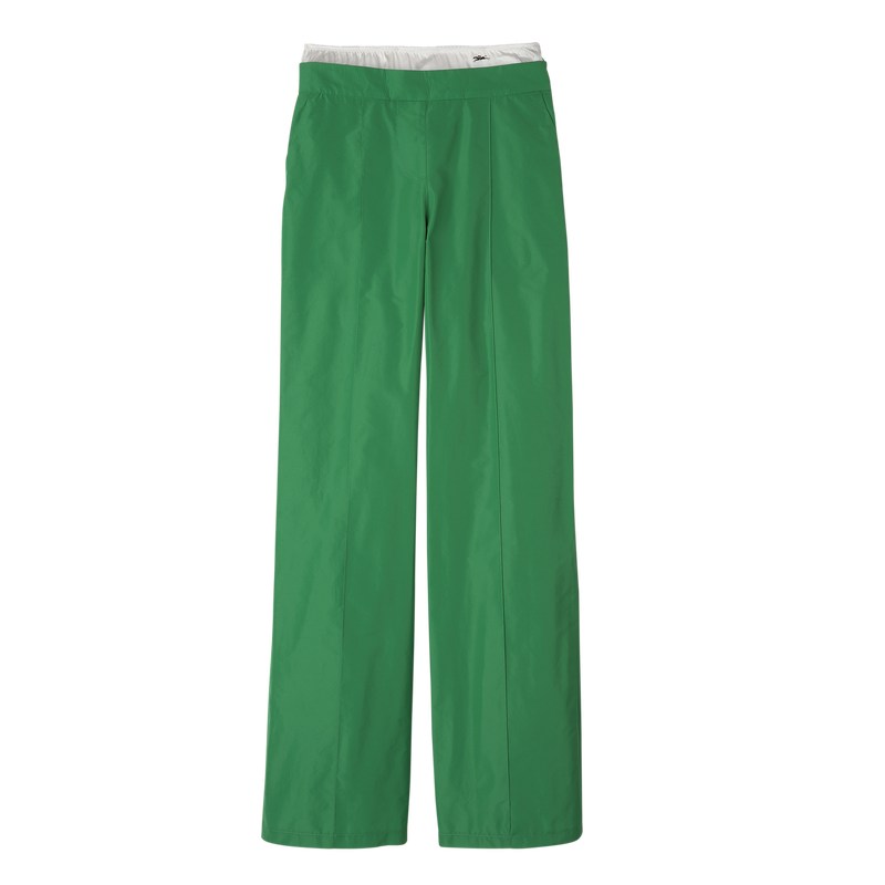 Longchamp Straight pants with patch - Technical taffeta Yeşil | 0821-XTSPJ