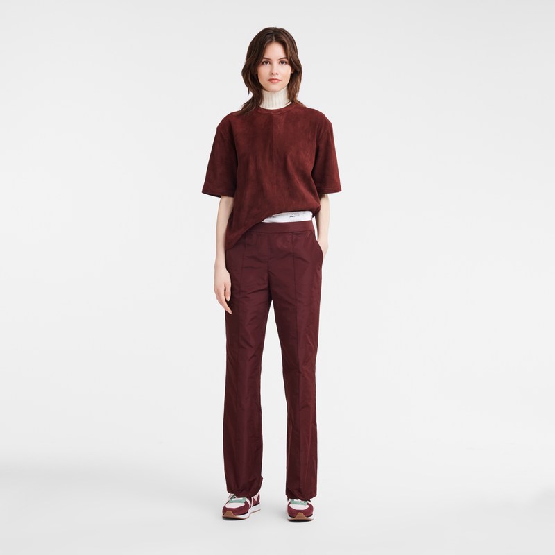 Longchamp Straight pants with patch - Technical taffeta Bordo | 6308-XUSOV