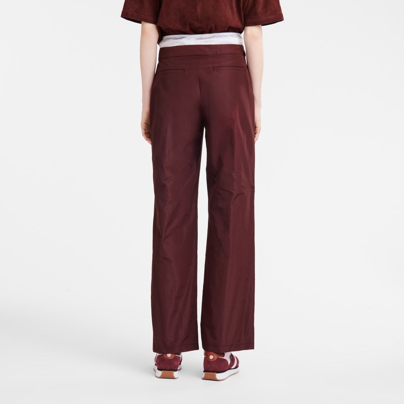 Longchamp Straight pants with patch - Technical taffeta Bordo | 6308-XUSOV