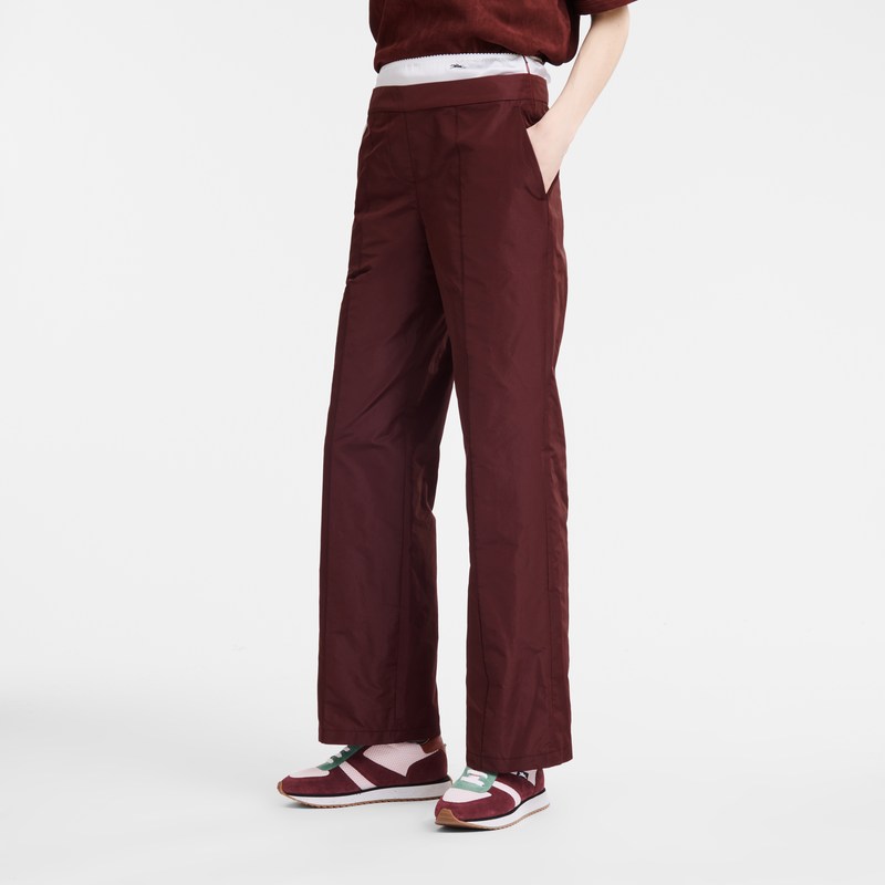 Longchamp Straight pants with patch - Technical taffeta Bordo | 6308-XUSOV