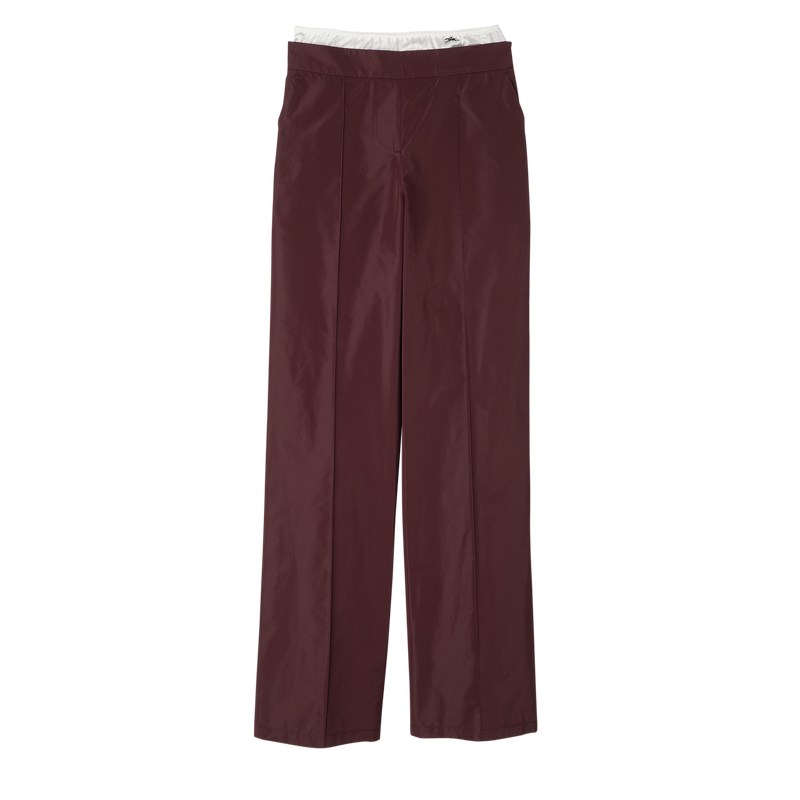 Longchamp Straight pants with patch - Technical taffeta Bordo | 6308-XUSOV