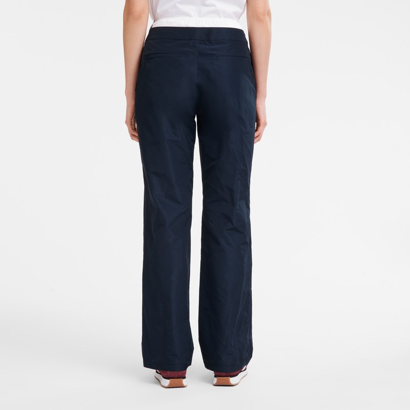 Longchamp Straight pants with patch - Technical taffeta Lacivert | 0613-ZRDGL