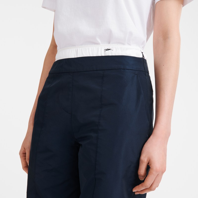 Longchamp Straight pants with patch - Technical taffeta Lacivert | 0613-ZRDGL