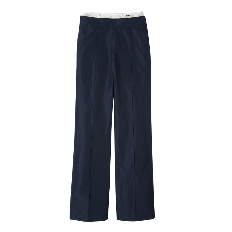 Longchamp Straight pants with patch - Technical taffeta Lacivert | 0613-ZRDGL