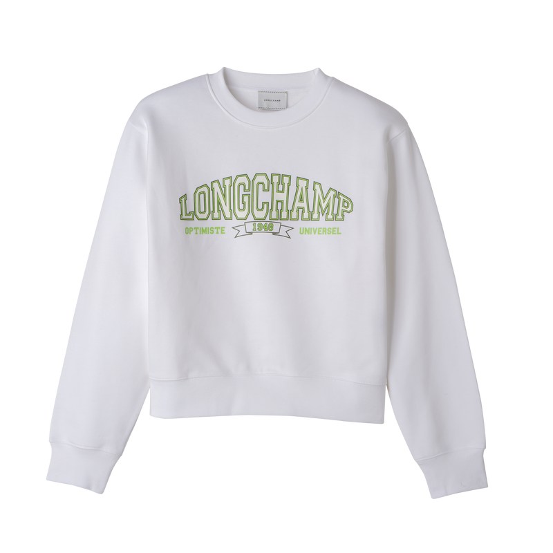 Longchamp Sweatshirt - Jersey Beyaz | 6390-CHMIQ