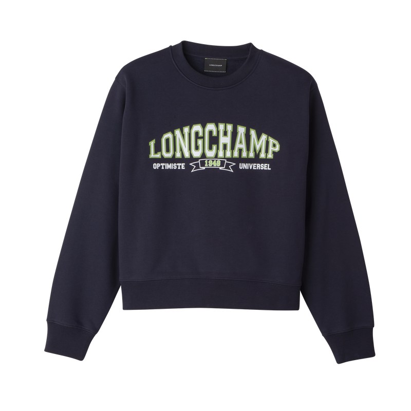 Longchamp Sweatshirt - Jersey Lacivert | 3765-SQNZJ