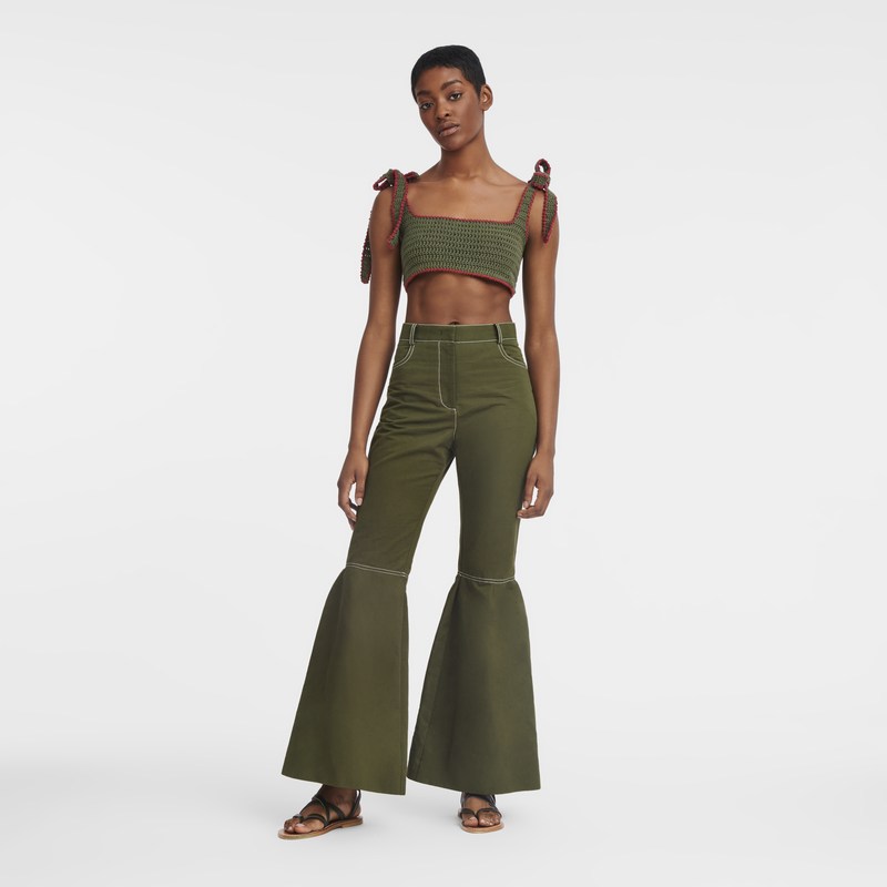 Longchamp Trousers - Gabardine Haki | 1684-FYHMS