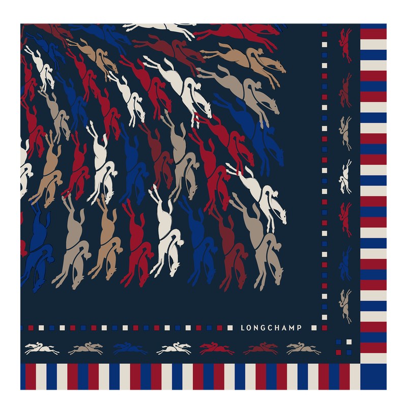 Longchamp Très Paris Longchamp Silk scarf 70 - Silk Lacivert | 8369-VKLGJ