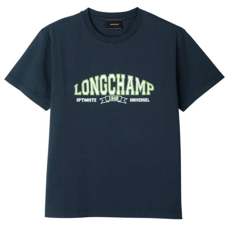 Longchamp T-shirt - Jersey Lacivert | 0756-YBVRS