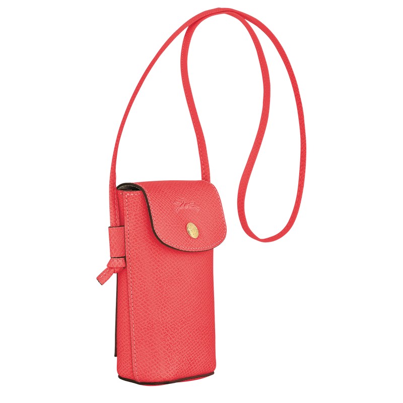 Longchamp Épure Phone case with leather lace - Leather Strawberry | 2074-GJOQE