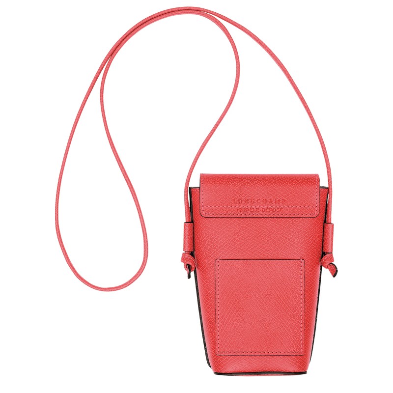 Longchamp Épure Phone case with leather lace - Leather Strawberry | 2074-GJOQE